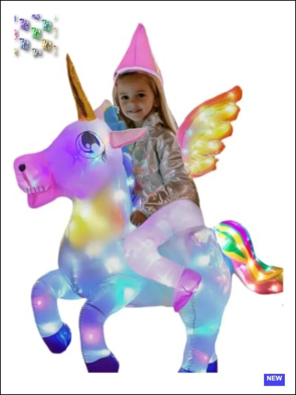 Kids Inflatable Unicorn Costume with LED Lights for Halloween Party
